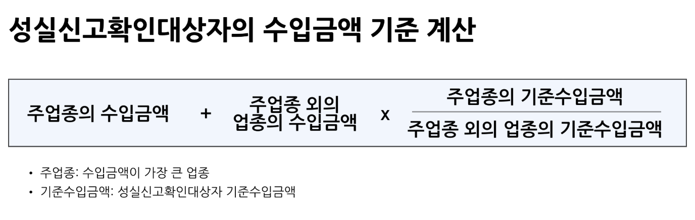성실신고확인대상자의 수입금액 기준 계산